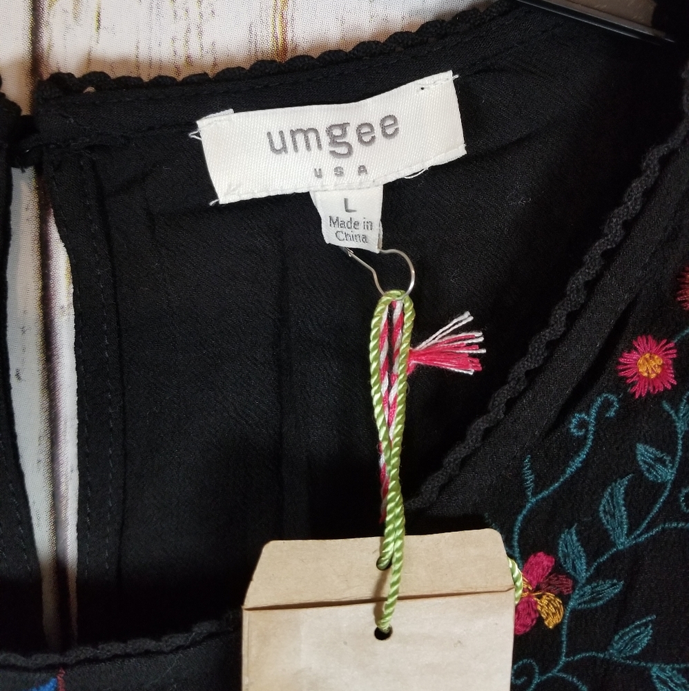 Umgee Boho Sleeveless Babydoll Embroidered Top - Picture 5 of 7